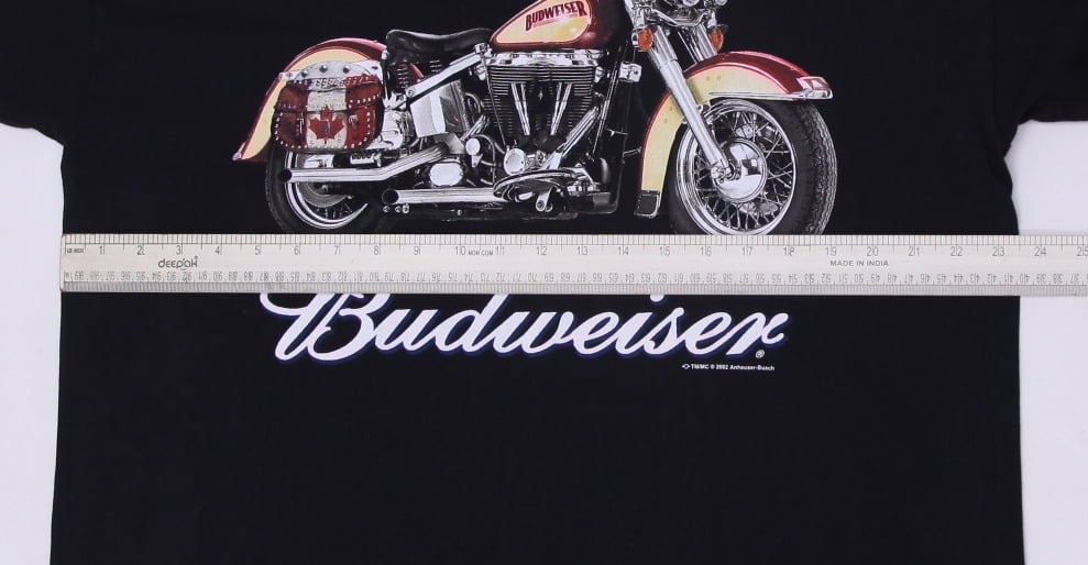 Vintage Mens Budweiser Motorcycle T-Shirt Black Graphic Print | Migration_T-Shirts - View 6 | Fashion Rerun