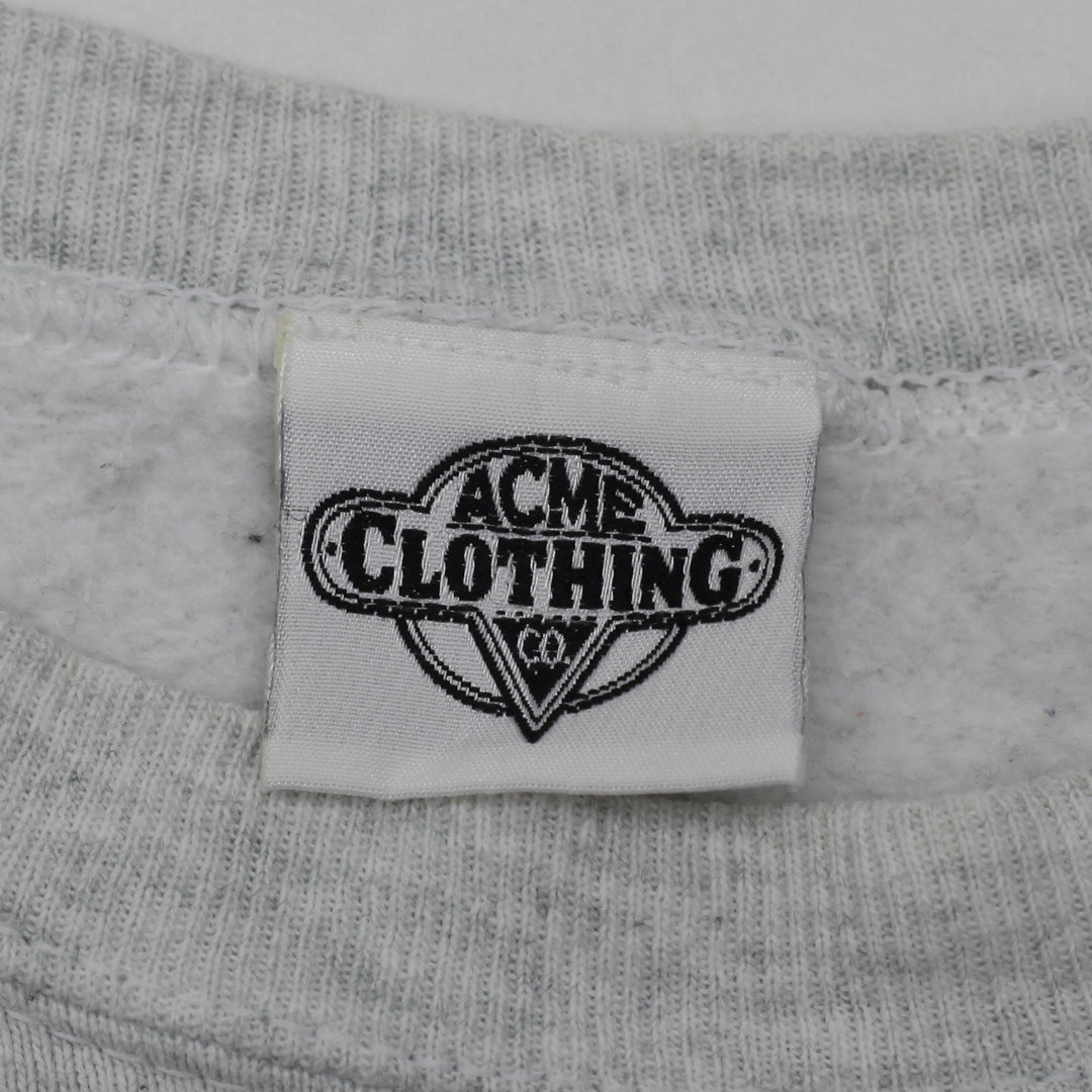 Vintage Mens Acme Sweatshirt Gray Warner Bros Graphic