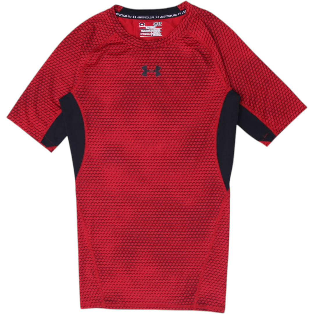 Mens Under Armour HeatGear T-Shirt Red Compression Fit Sportswear Size S