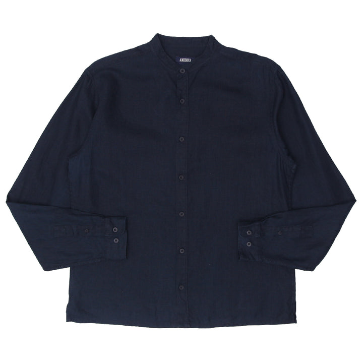 Mens America Black Linen Shirt