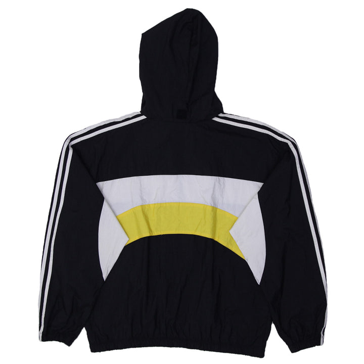 Vintage 90s Adidas Windbreaker Jacket Full Zip Striped Bumble Bee Yellow M