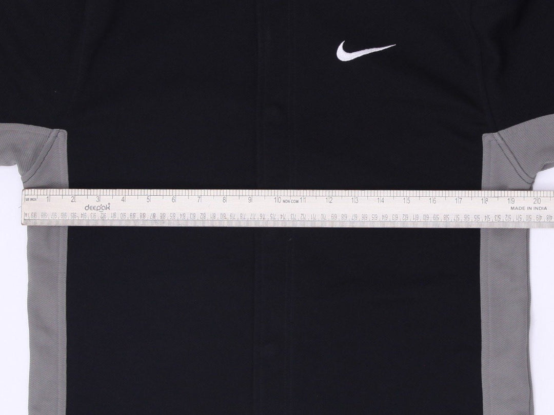 Vintage Mens Nike Full Button Warm Up Baseball Jersey Black Grey Size S