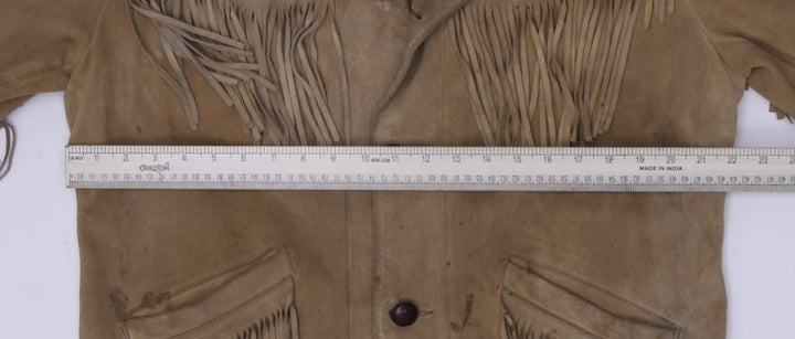Vintage Suede Leather Fringe Western Jacket Brown