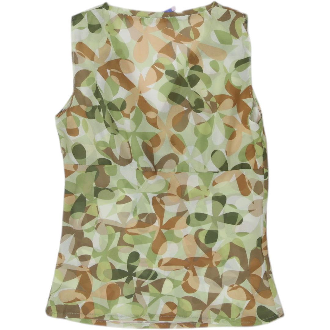 Y2K Ladies Sirens Abstract Earthy Floral Mesh Layer Tank Top Size S