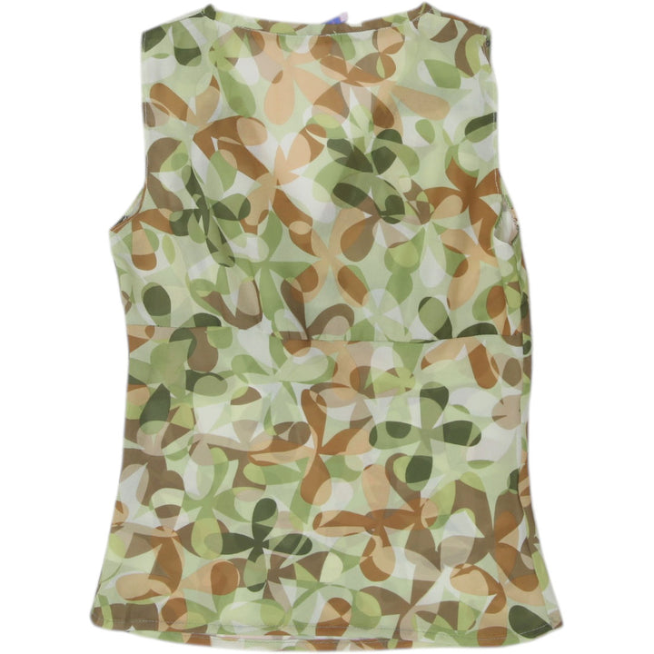 Y2K Ladies Sirens Abstract Earthy Floral Mesh Layer Tank Top Size S